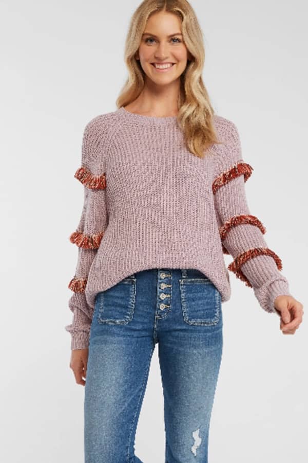 Lavender fringe sweater 