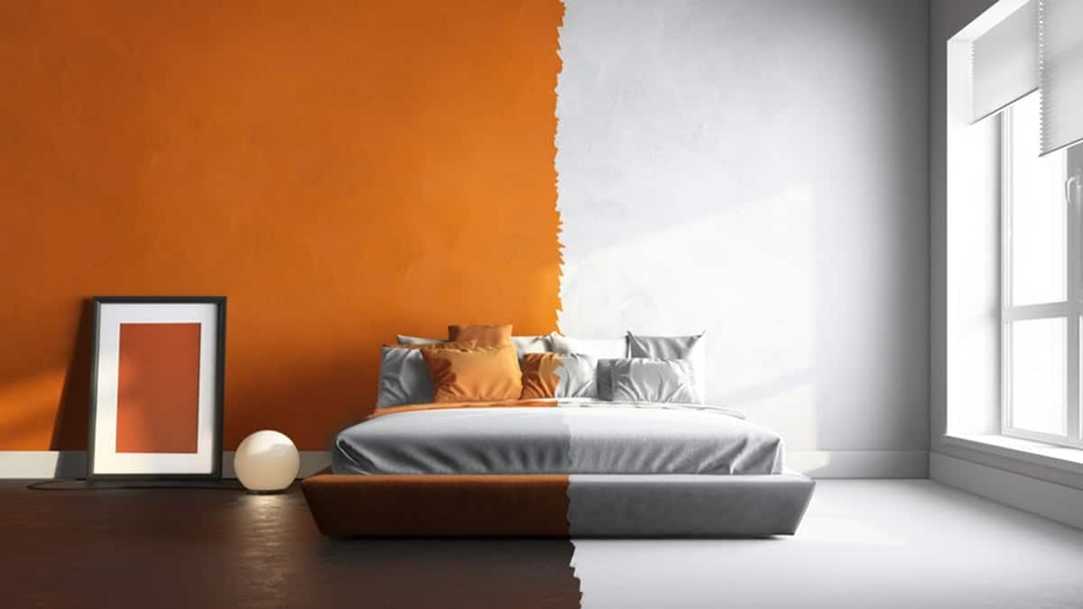 Bedroom decor that's half painted and half white