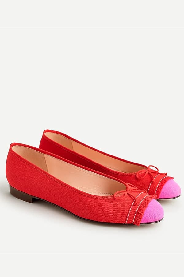 Red and pink ballet flats from J. Crew