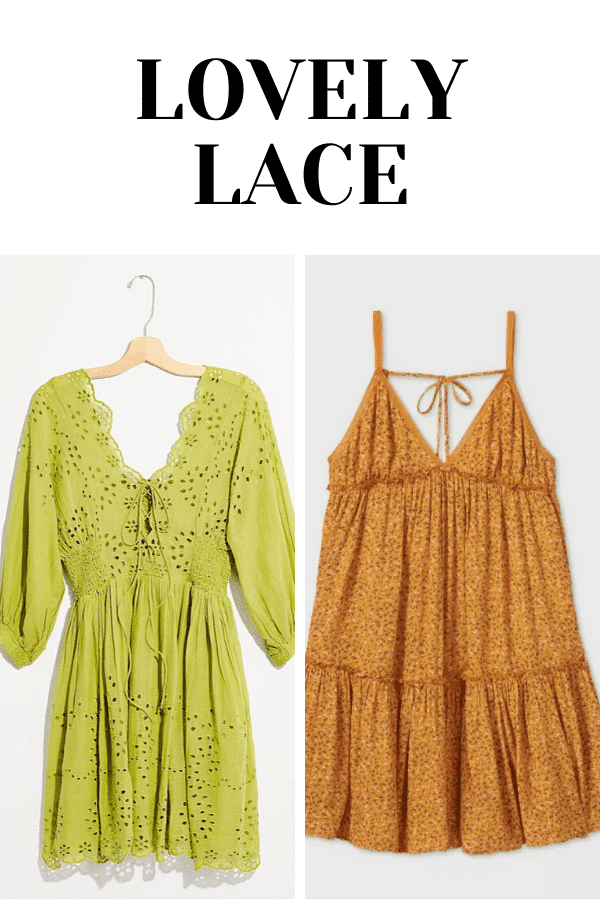Collage of two dresses with lace details 