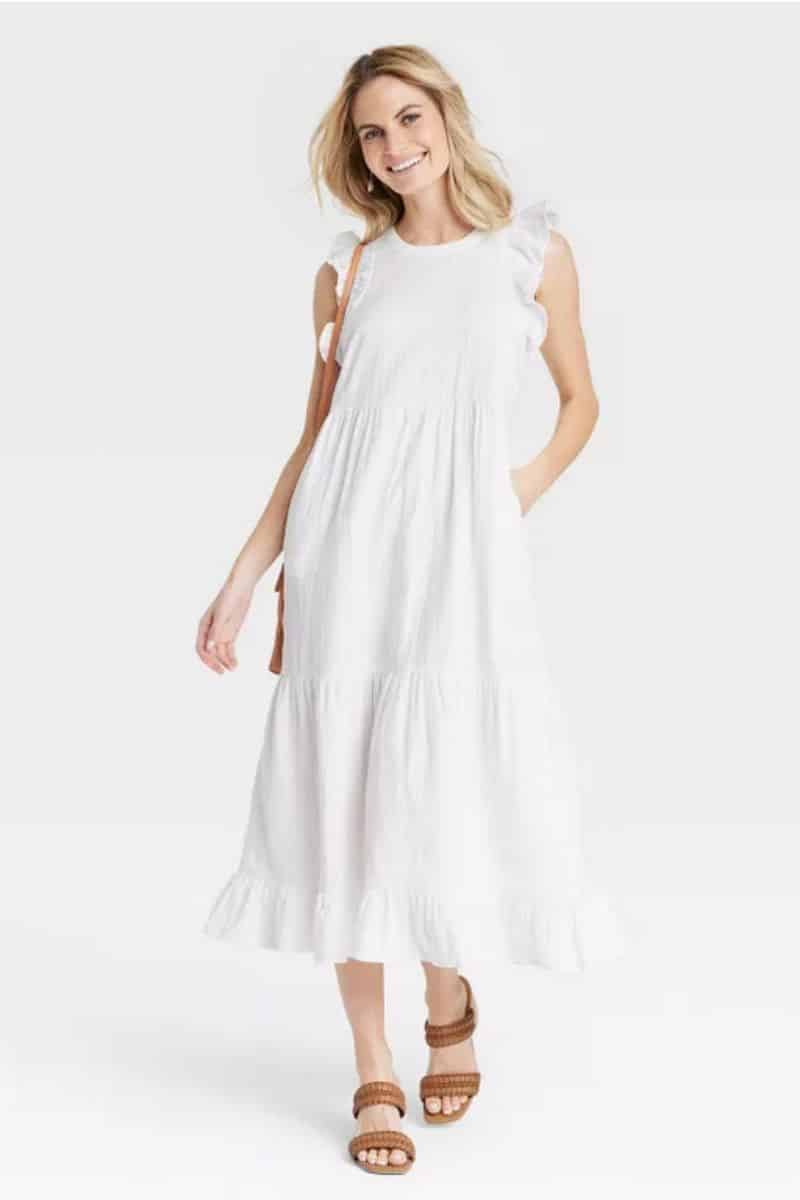White flutter sleeve dress from Target.
