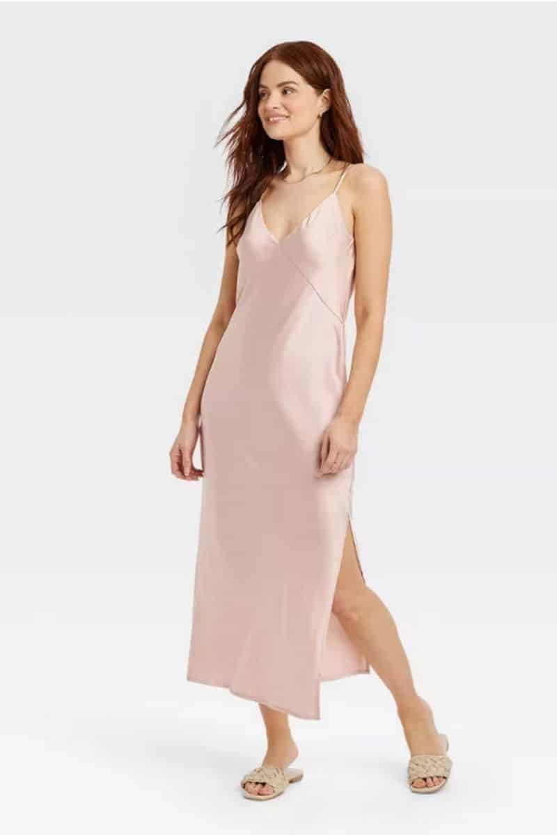 Soft pink slip dress from Target.