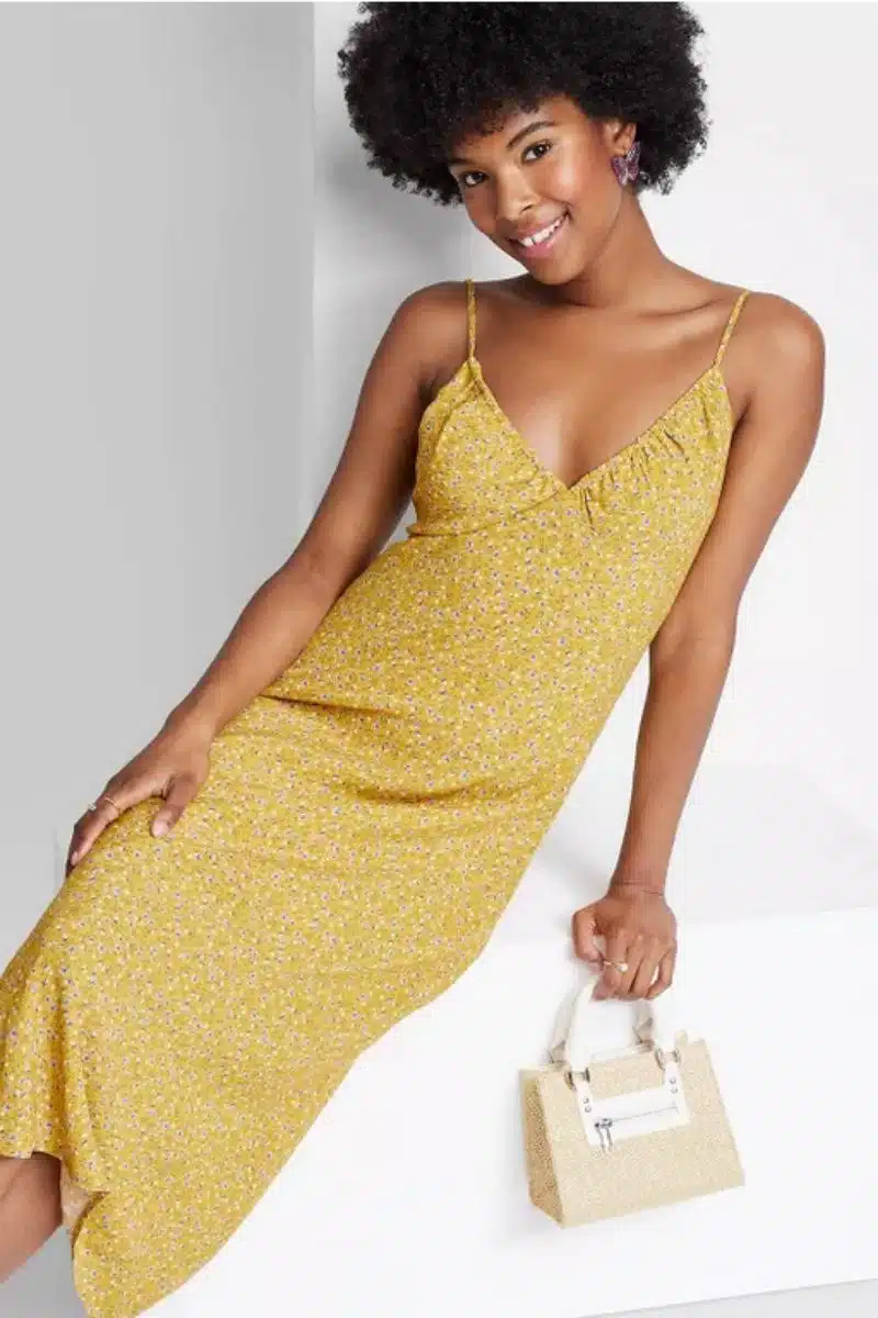 Yellow floral midi dress from Target.