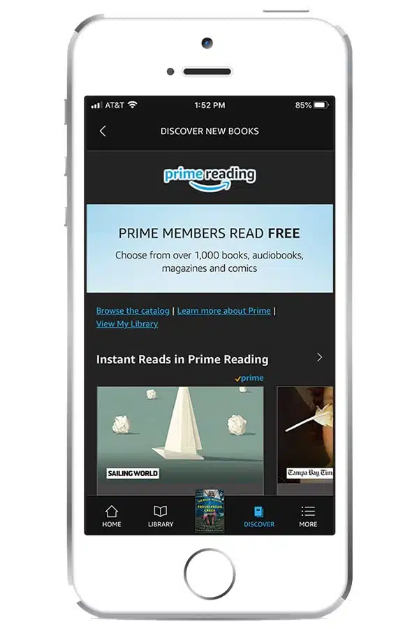View of Kindle app on iPhone
