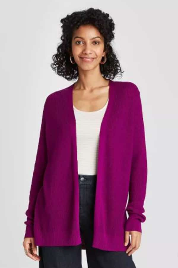 Purple cardigan from Target 