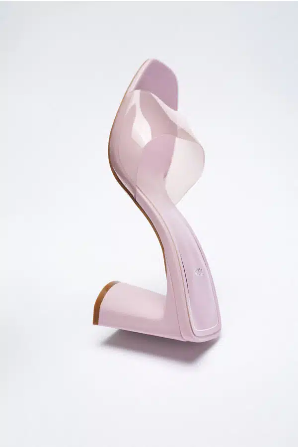 Pink vinyl sandal from Zara.