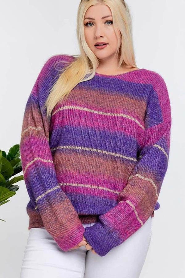 Pink and purple color block sweater.