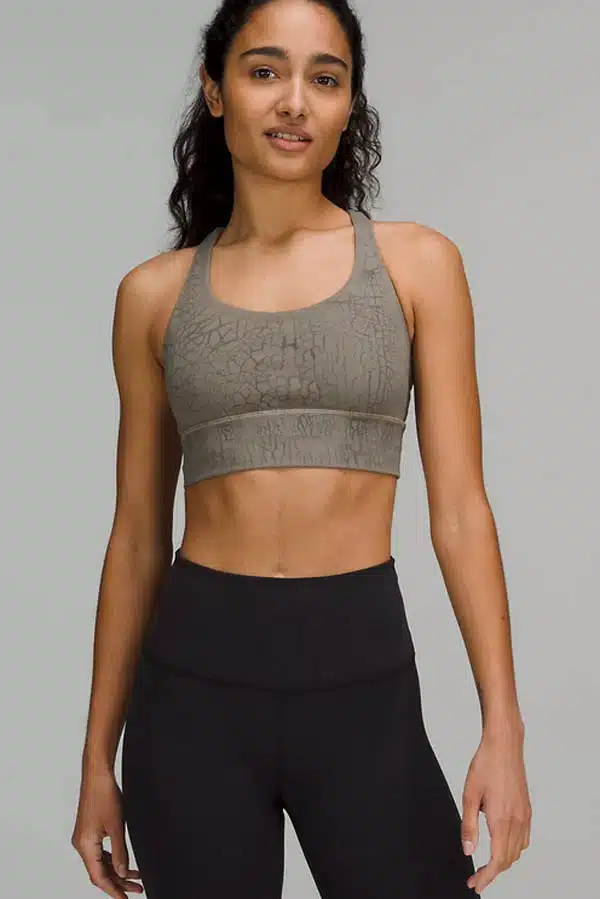 Model wearing Lululemon sports bra.